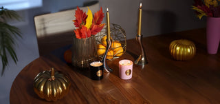 Natural candles on the table at home